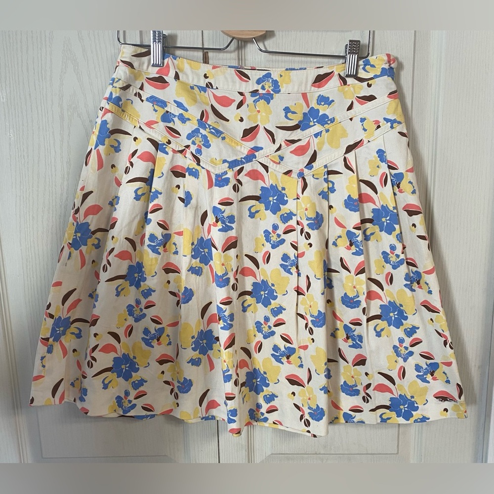 Ben Sherman Womens Skirt A Ling Small Side Zipper Off White Floral
